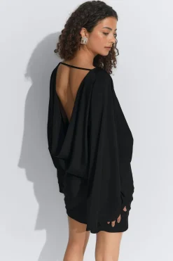 Gina Tricot Draped back mini dress Zwart