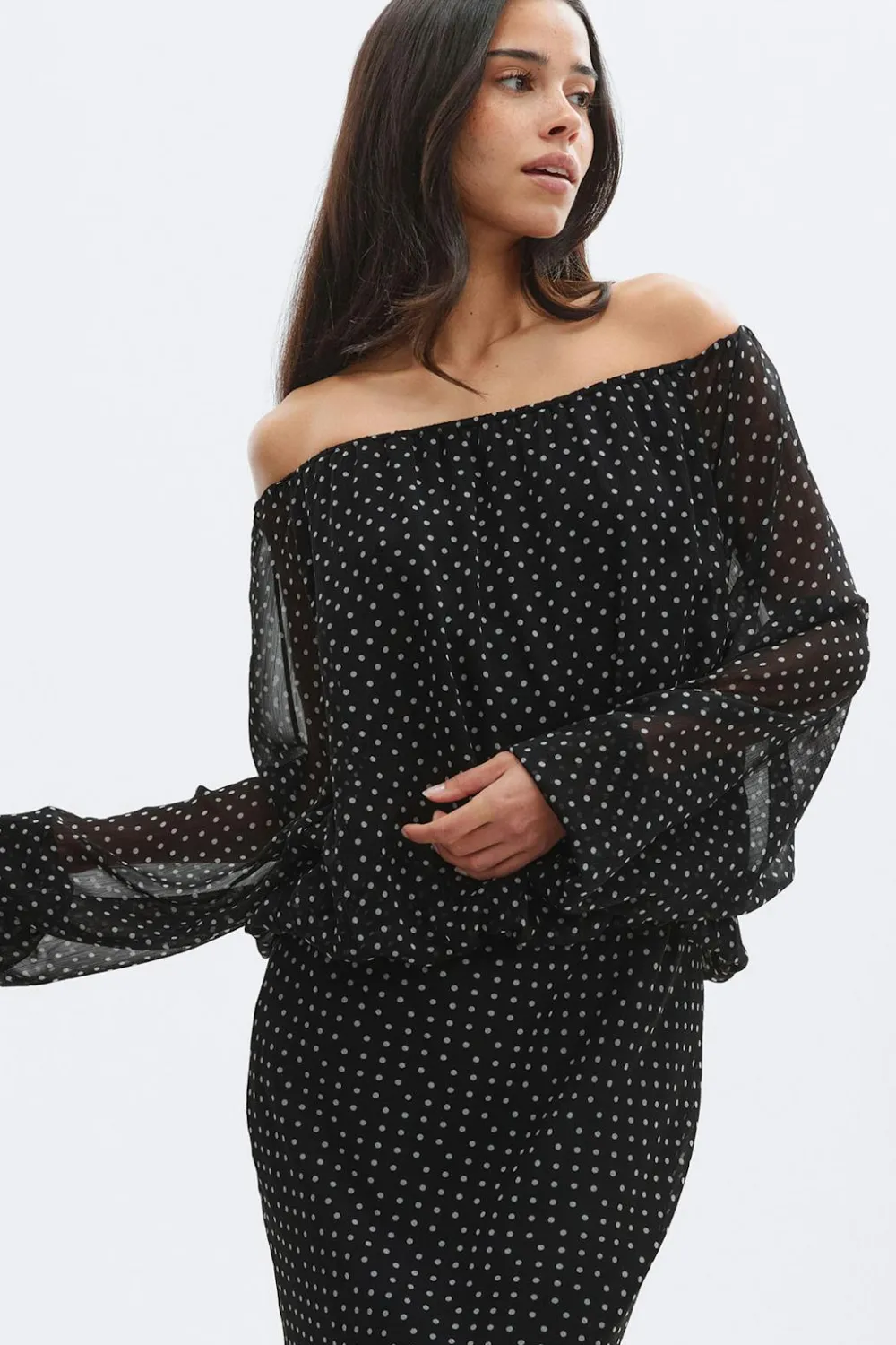 Hot Gina Tricot Draped dress Zwart