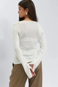 Hot Gina Tricot Draped knitted top Wit