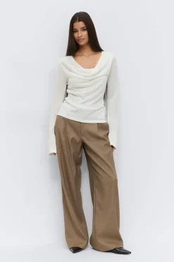 Hot Gina Tricot Draped knitted top Wit