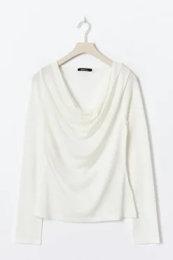 Hot Gina Tricot Draped knitted top Wit