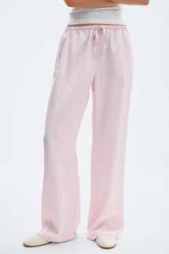 Online Gina Tricot Drawstring satin trousers Roze