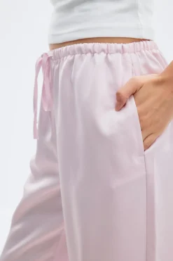Online Gina Tricot Drawstring satin trousers Roze