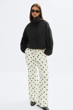 Clearance Gina Tricot Drawstring satin trousers Zwart