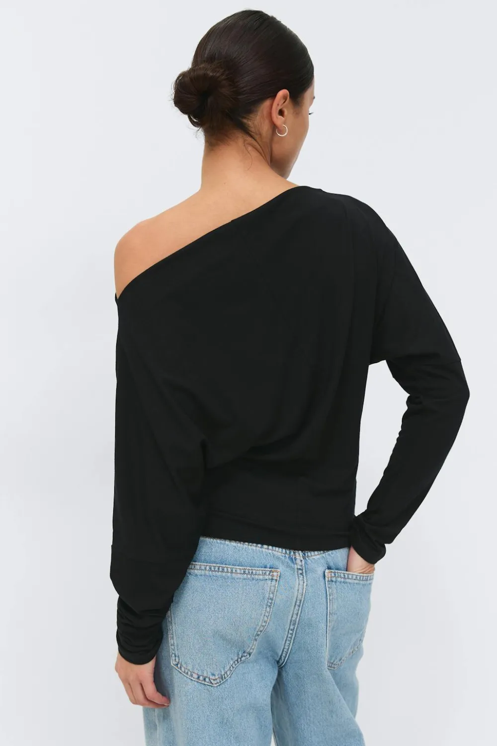 Gina Tricot Dropped shoulder top Zwart