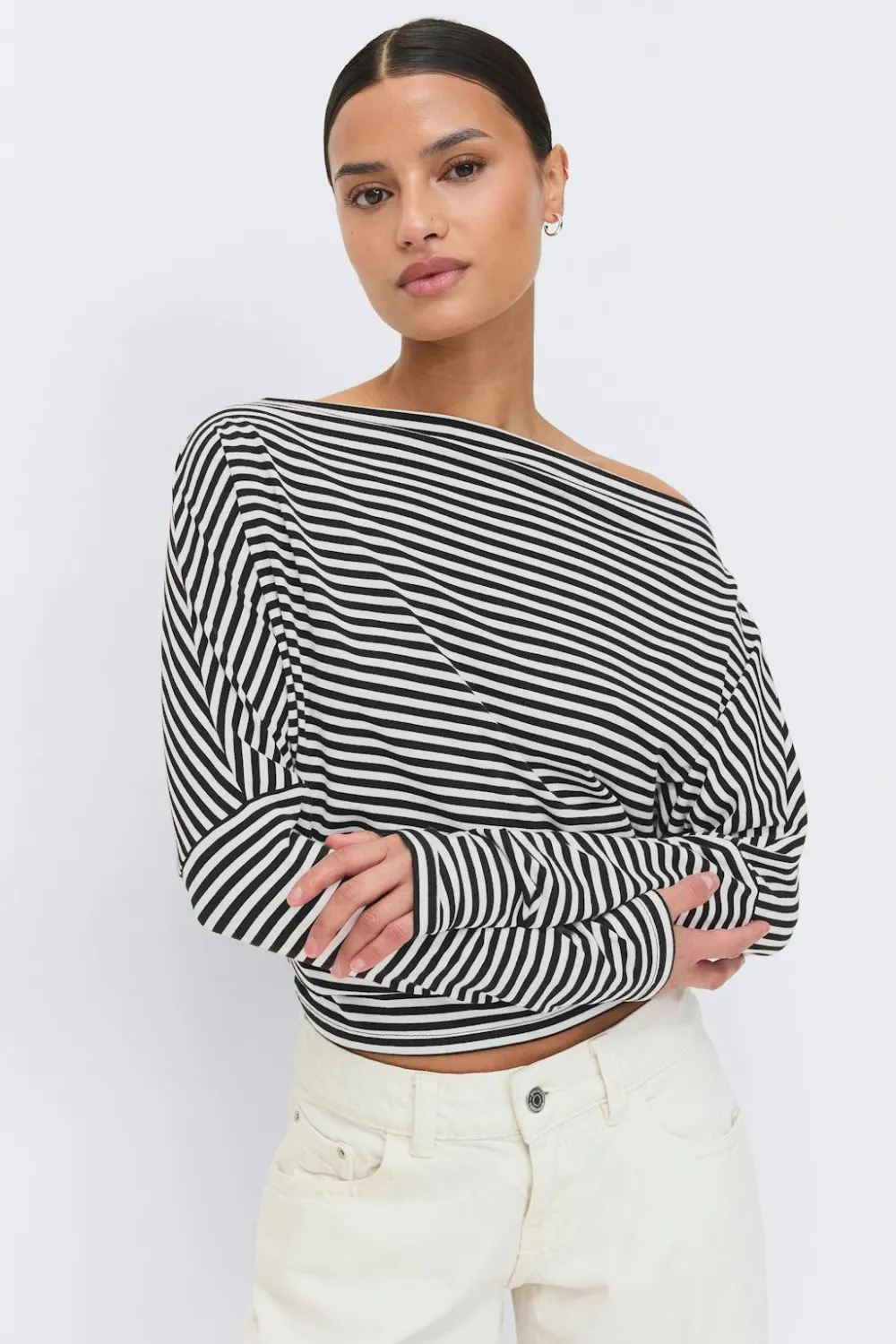 Online Gina Tricot Dropped shoulder top Wit