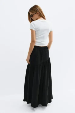 Clearance Gina Tricot Dropped waist skirt Zwart