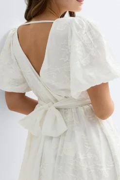Clearance Gina Tricot Embroidered mini dress Wit