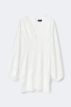 Outlet Gina Tricot Embroidered mini dress Wit