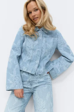 Clearance Gina Tricot Embroidery denim shirt Blauw