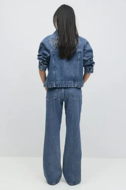 Online Gina Tricot Embroidery jeans Blauw