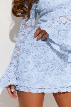 Gina Tricot Embroidery mini dress Blauw