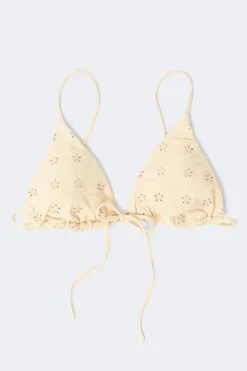Discount Gina Tricot Embroidery triangle bikini top Geel