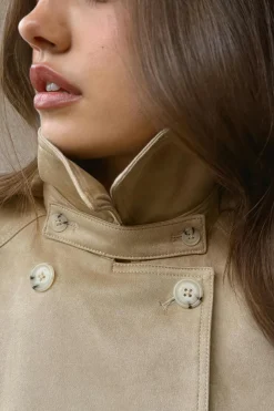 Discount Gina Tricot Faux suede belted jacket Beige