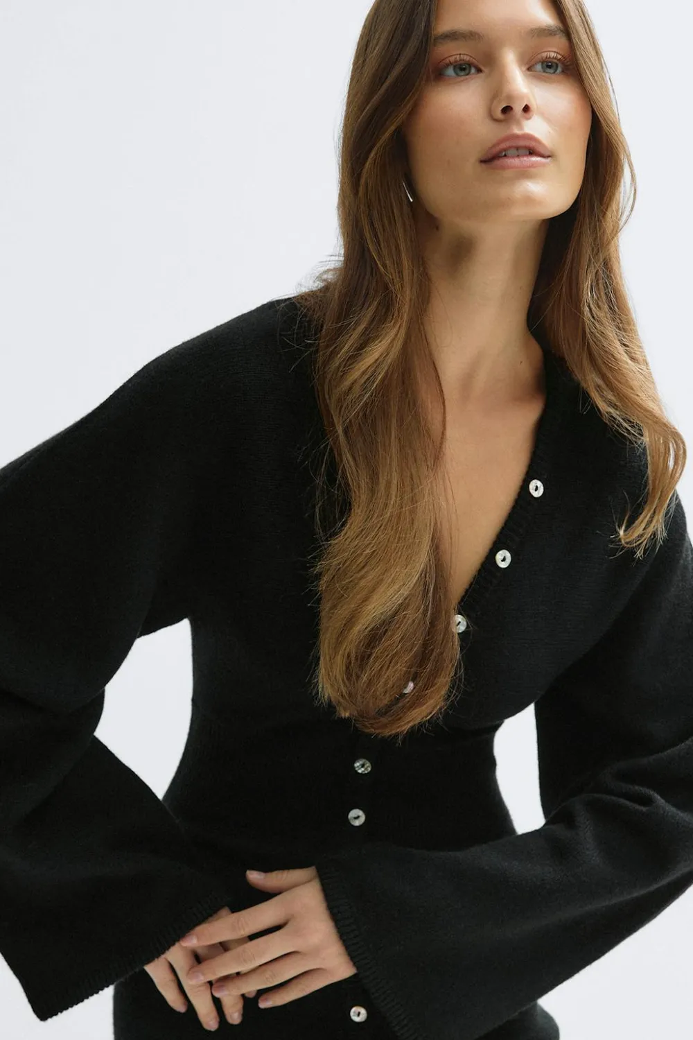 Sale Gina Tricot Fitted knitted dress Zwart