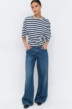 Discount Gina Tricot Fitted top Blauw