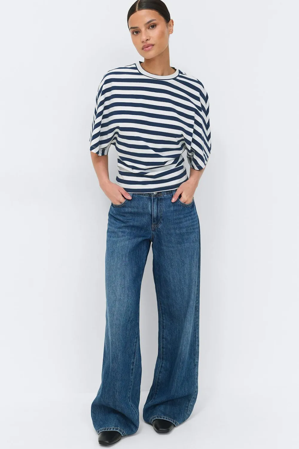 Discount Gina Tricot Fitted top Blauw