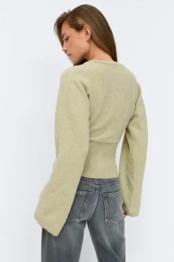Outlet Gina Tricot Fitted waist knitted cardigan Groen