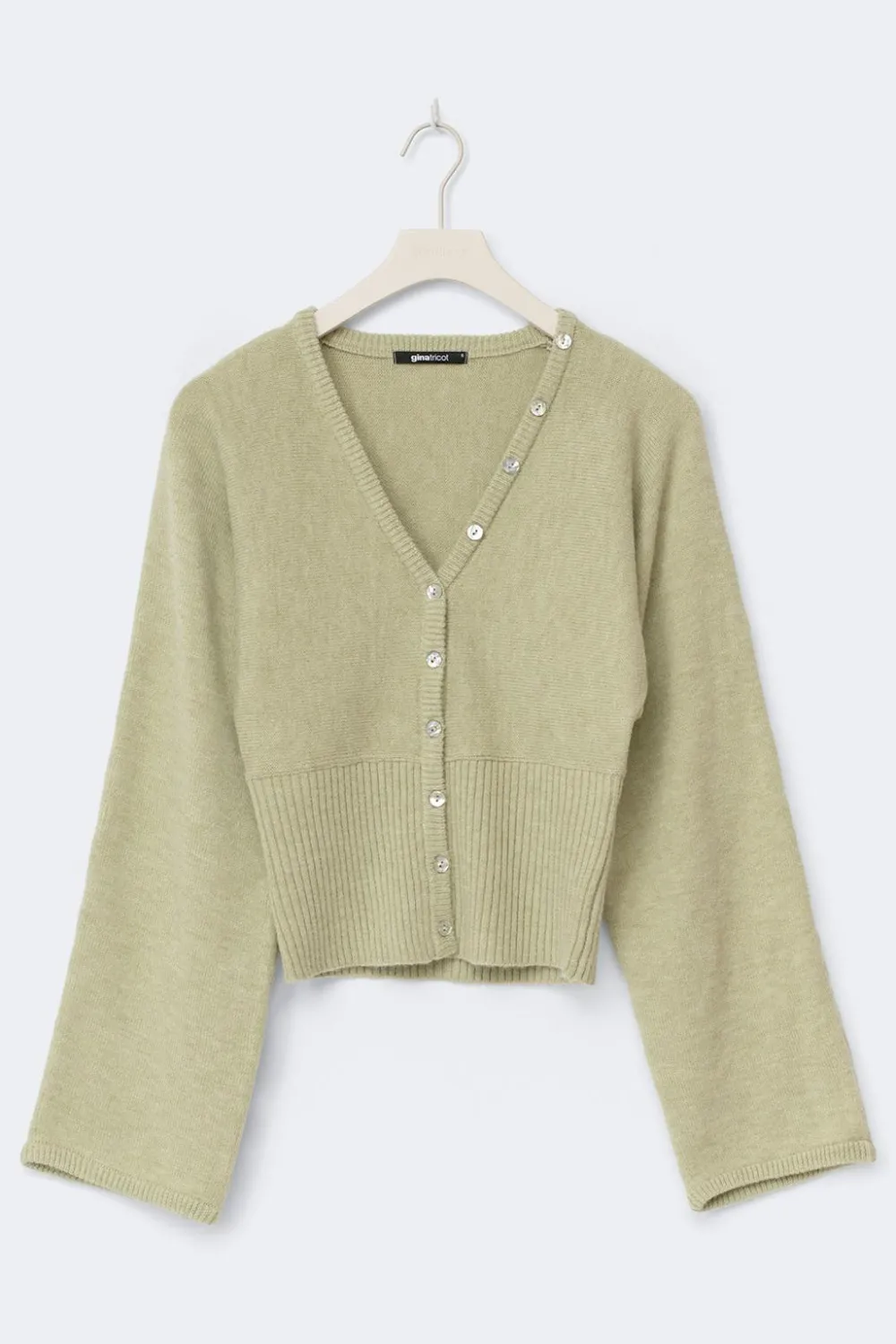 Outlet Gina Tricot Fitted waist knitted cardigan Groen