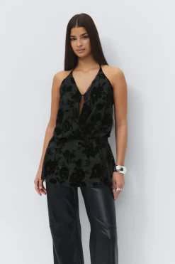 Best Gina Tricot Floral halterneck top Zwart