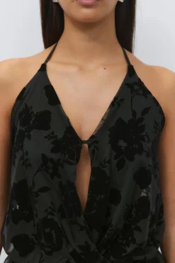 Best Gina Tricot Floral halterneck top Zwart