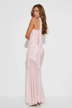 Discount Gina Tricot Floral maxi cowlneck dress Roze