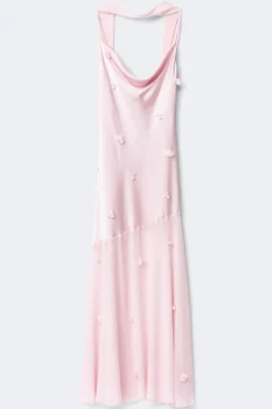 Discount Gina Tricot Floral maxi cowlneck dress Roze
