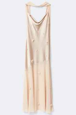 Clearance Gina Tricot Floral maxi cowlneck dress Beige