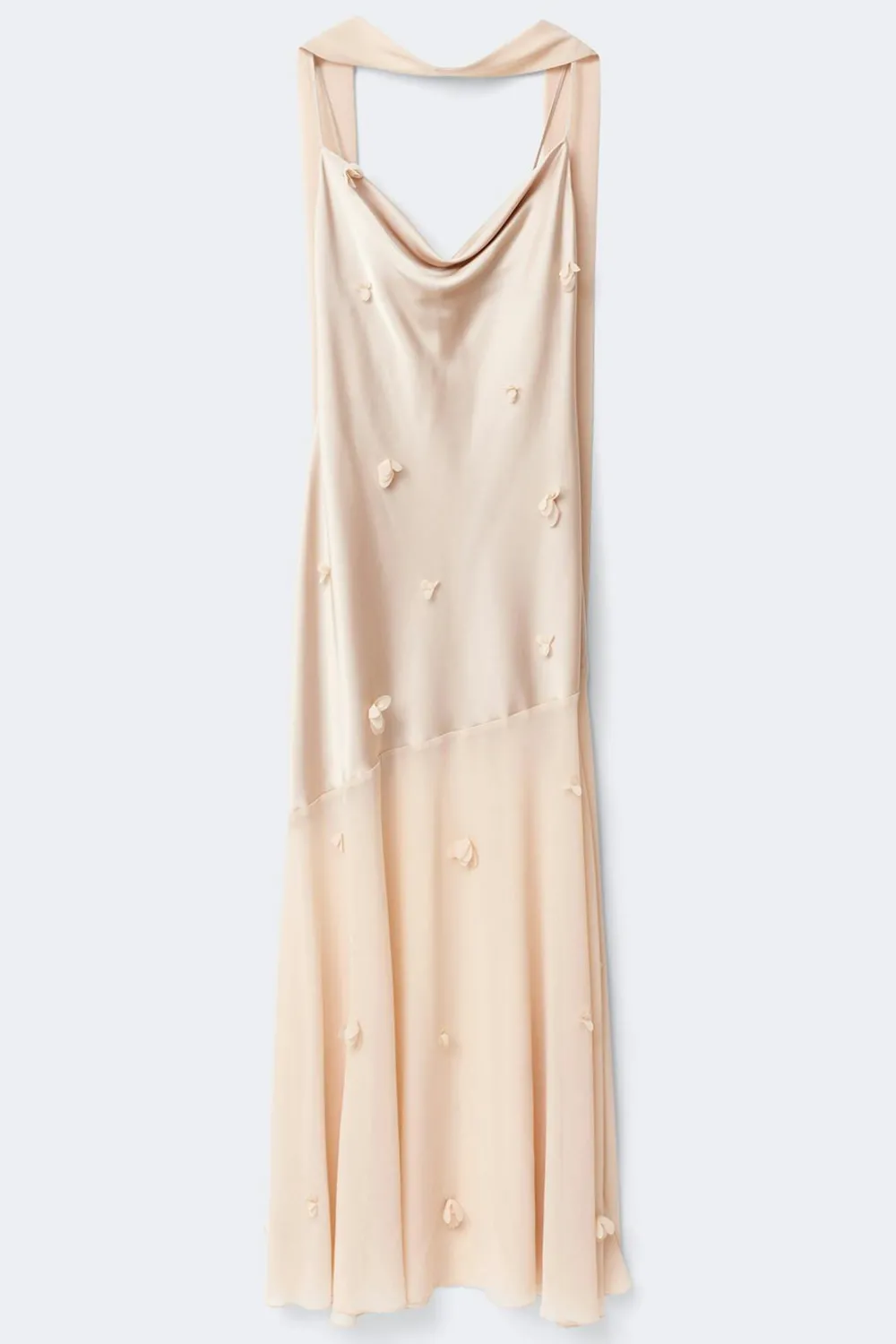 Clearance Gina Tricot Floral maxi cowlneck dress Beige