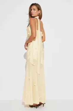 Sale Gina Tricot Floral maxi cowlneck dress Geel