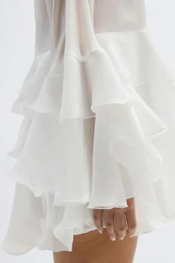 Clearance Gina Tricot Flowy frill mini dress Wit