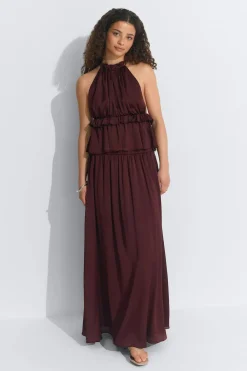Online Gina Tricot Flowy maxi skirt Bruin
