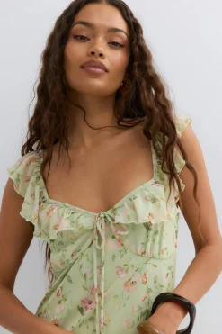 Online Gina Tricot Frill maxi dress Groen