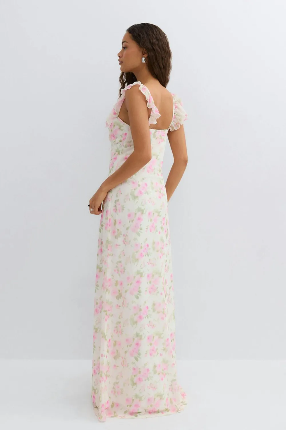 Gina Tricot Frill maxi dress Wit