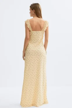 Best Gina Tricot Frill maxi dress Geel