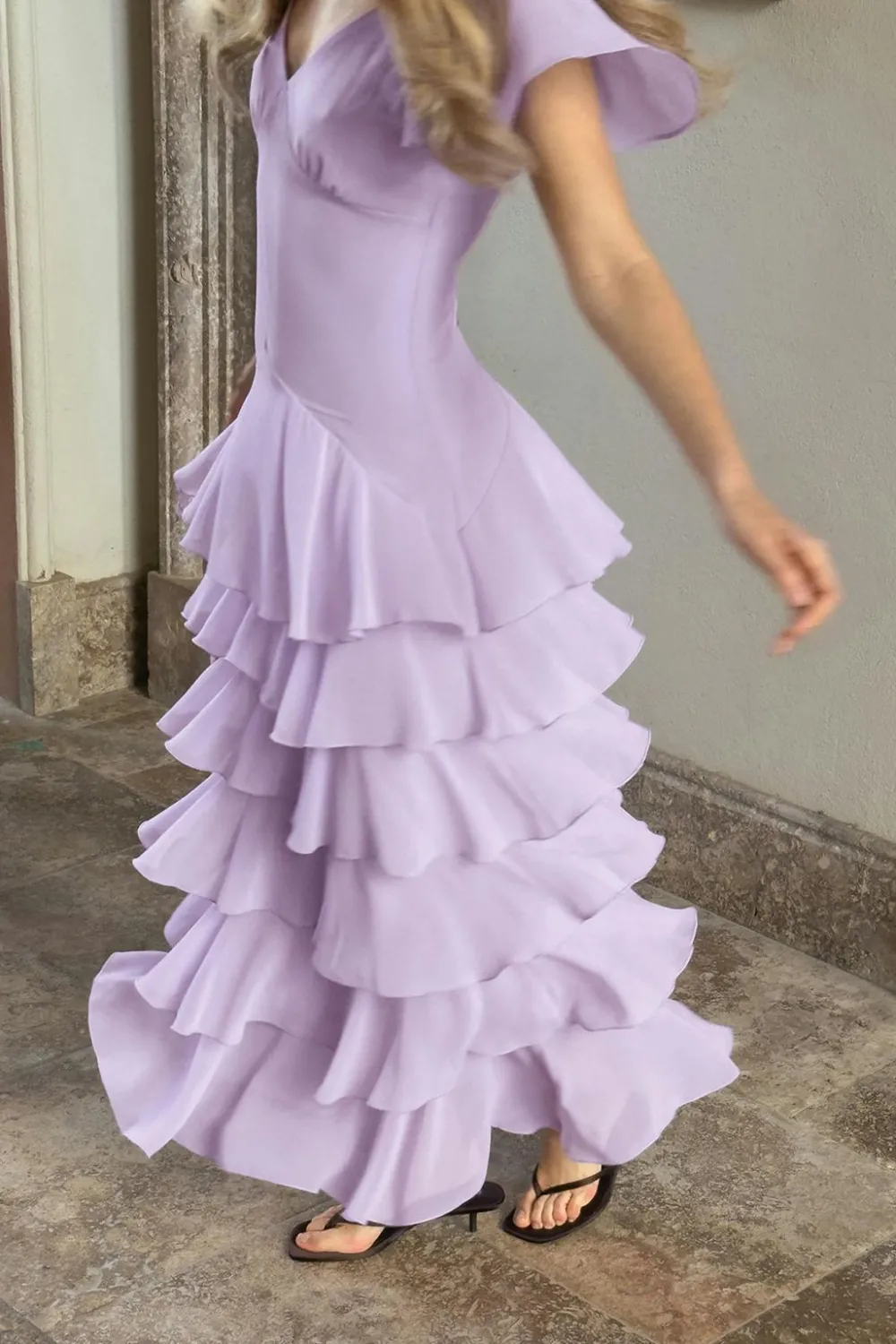 New Gina Tricot Frill maxi dress Paars