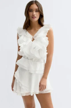 Online Gina Tricot Frill mini dress Wit