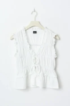 New Gina Tricot Frill tie front top Wit