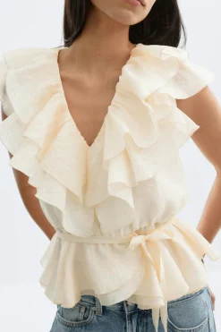 Outlet Gina Tricot Frill top Wit