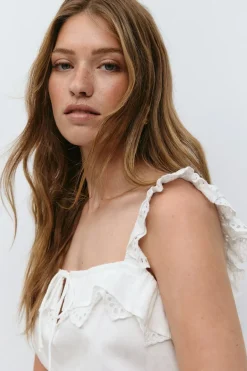 Discount Gina Tricot Frill top Wit