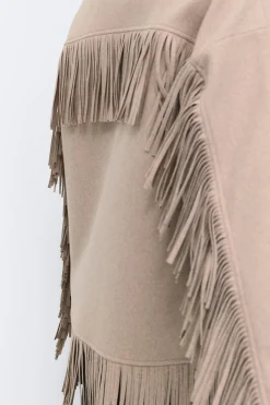 Outlet Gina Tricot Fringe jacket Beige