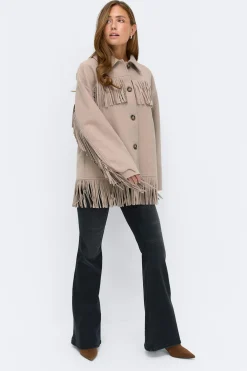 Outlet Gina Tricot Fringe jacket Beige