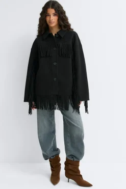 Sale Gina Tricot Fringe jacket Zwart
