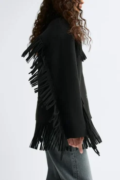Sale Gina Tricot Fringe jacket Zwart