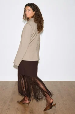 Hot Gina Tricot Fringe skirt Bruin