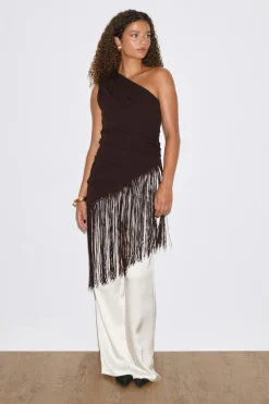 Hot Gina Tricot Fringe top Bruin