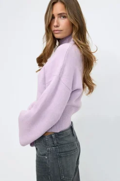 Discount Gina Tricot Funnel neck knitted sweater Paars