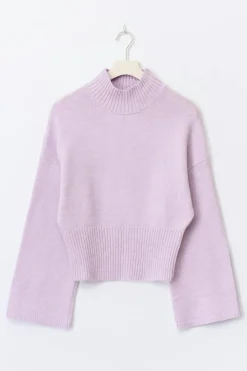 Discount Gina Tricot Funnel neck knitted sweater Paars