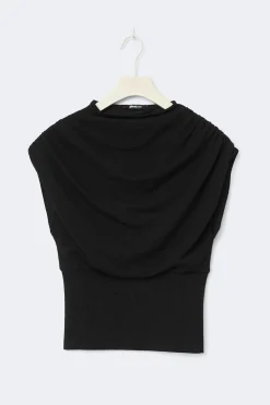 Gina Tricot Funnel neck top Zwart