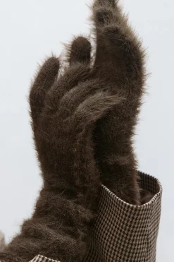Sale Gina Tricot Hairy gloves Bruin